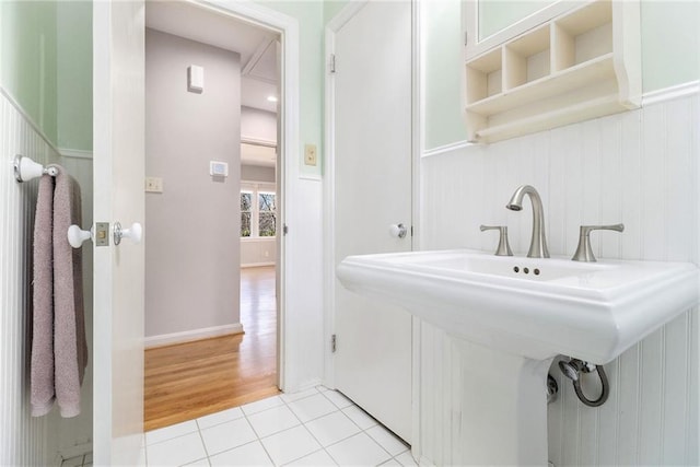 bathroom with tile patterned flooring