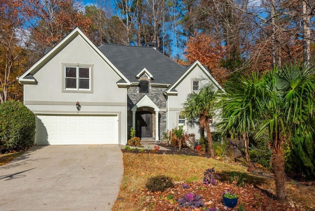 view of front property with a garage