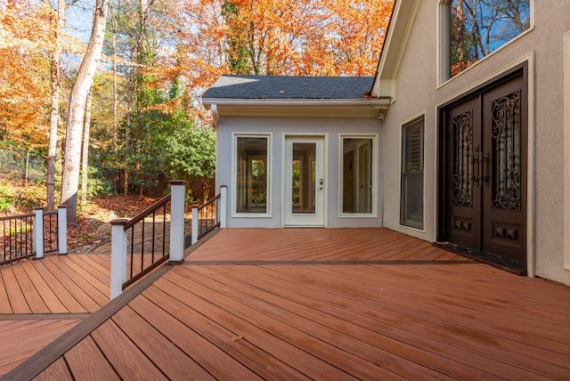 deck featuring french doors