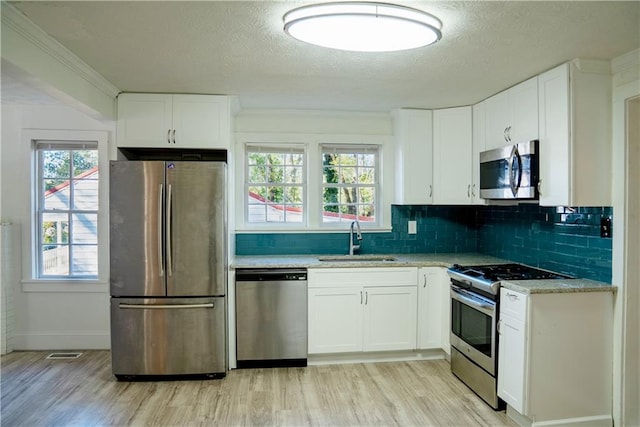 kitchen featuring white cabinetry, sink, and appliances with stainless steel finishes