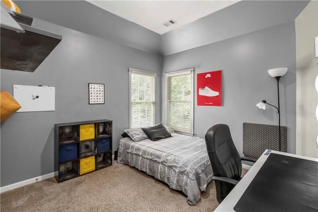 3780 Summit Gate Dr, Suwanee, GA 30024 - carpeted bedroom with baseboards, an office area, and vaulted ceiling