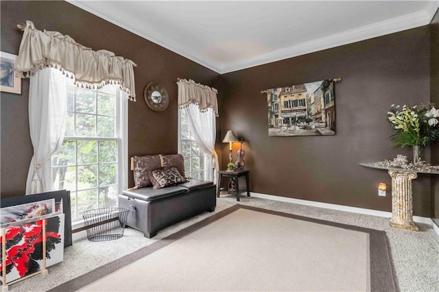 3780 Summit Gate Dr, Suwanee, GA 30024 - sitting room featuring ornamental molding, carpet floors, and baseboards