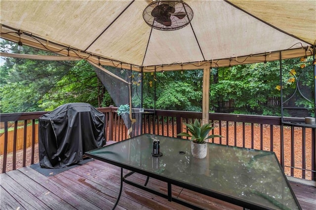 3780 Summit Gate Dr, Suwanee, GA 30024 - wooden deck featuring outdoor dining space, a gazebo, and grilling area