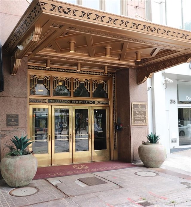 view of exterior entry with french doors