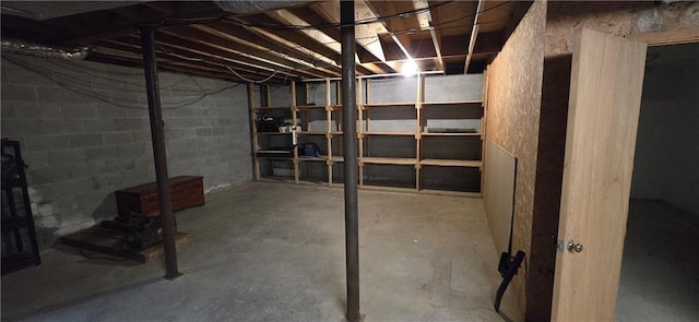 view of unfinished basement