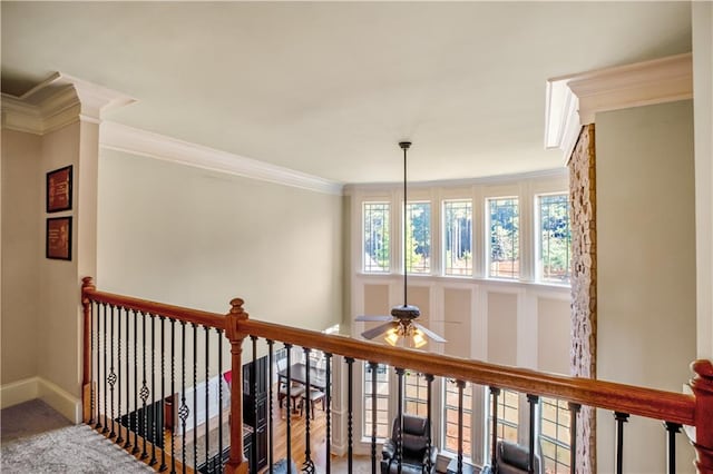 hallway with crown molding