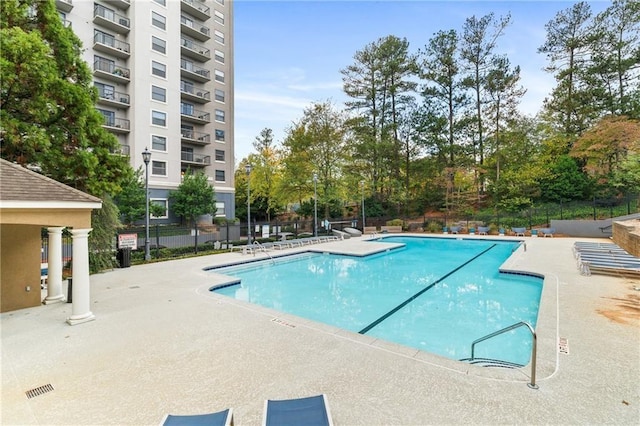 view of pool featuring a patio area