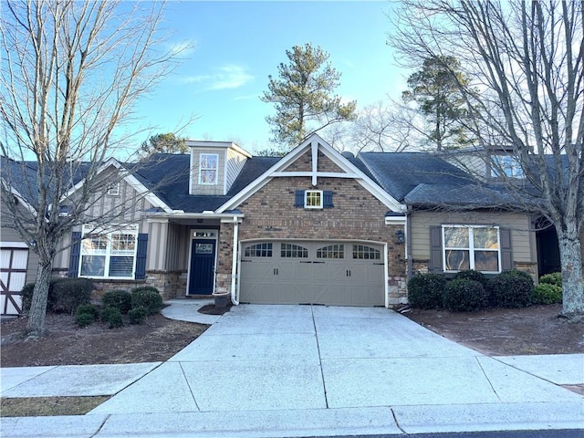 craftsman inspired home with a garage