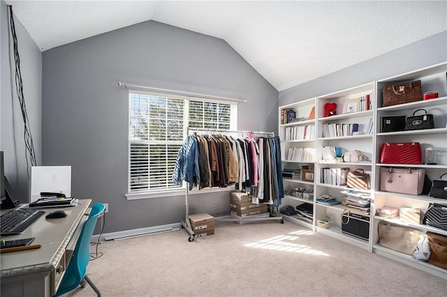 interior space featuring vaulted ceiling