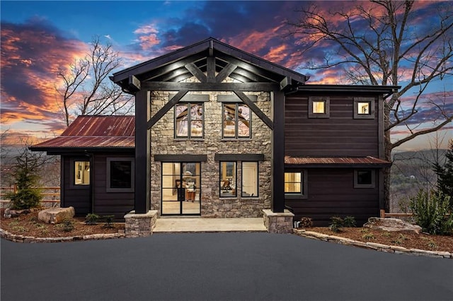 799 Bruce Mountain Rd, Morganton, GA 30560 - view of front of property with stone siding and metal roof