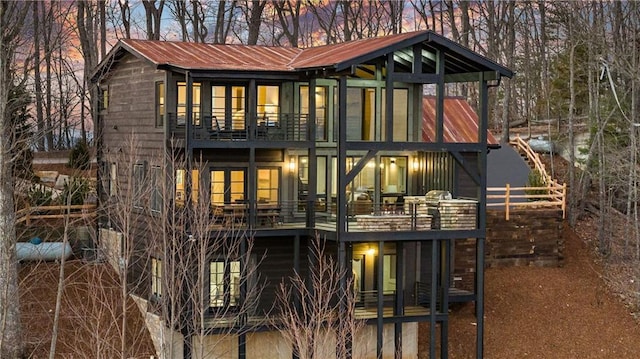 799 Bruce Mountain Rd, Morganton, GA 30560 - back of house featuring a balcony and metal roof