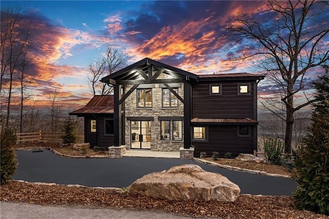 799 Bruce Mountain Rd, Morganton, GA 30560 - view of front facade featuring stone siding and fence