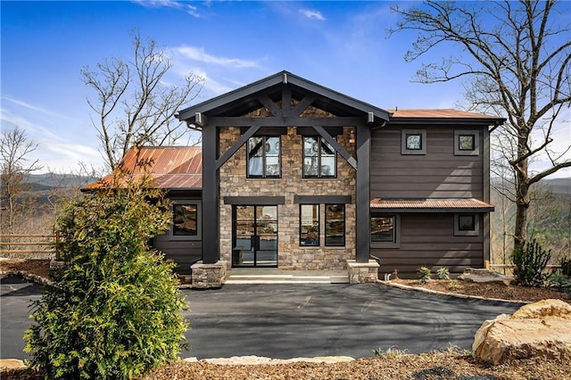 799 Bruce Mountain Rd, Morganton, GA 30560 - back of house with stone siding and fence