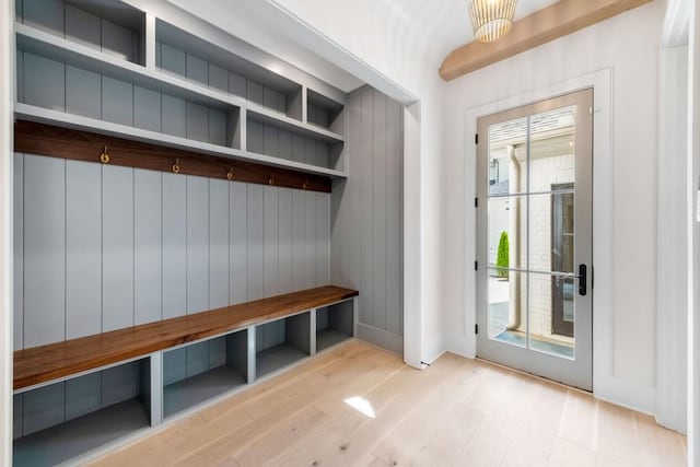 mudroom featuring light hardwood / wood-style flooring