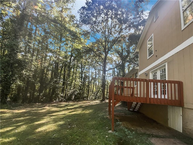 view of yard featuring a deck