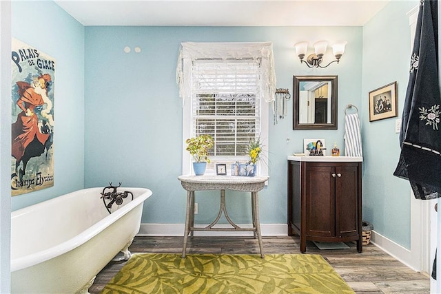 135 E Hill St Unit 24, Decatur, GA 30030 - full bathroom with wood finished floors, a freestanding tub, and vanity