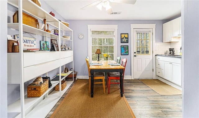 135 E Hill St Unit 24, Decatur, GA 30030 - dining room featuring ceiling fan and wood finished floors