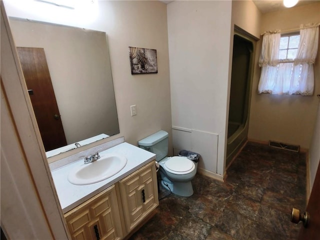 full bathroom with vanity, toilet, and shower / bath combination