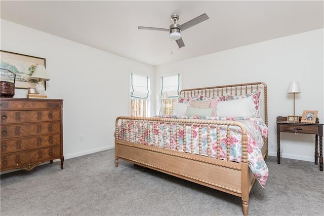 bedroom with carpet floors and ceiling fan