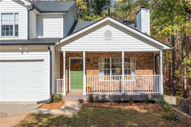 view of front facade featuring covered porch