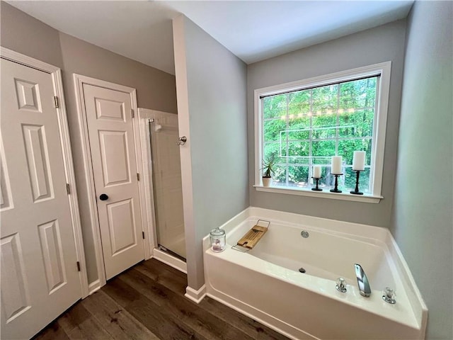 2278 Traywick Chase, Alpharetta, GA 30004 - full bath featuring a garden tub, baseboards, wood finished floors, and a shower stall