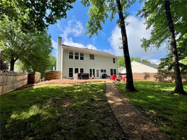 2278 Traywick Chase, Alpharetta, GA 30004 - back of house with a yard, a patio area, a fenced backyard, and a chimney