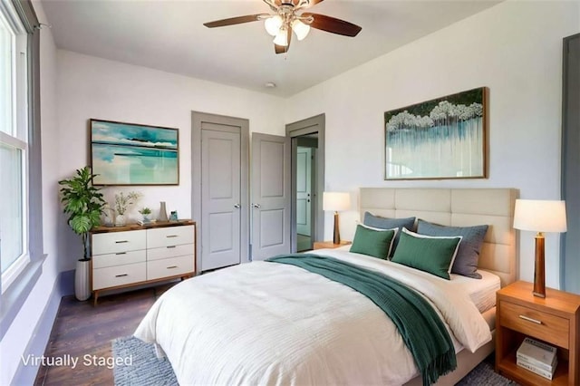 1497 Rogers Ave, Atlanta, GA 30310 - bedroom featuring dark wood-style floors and a ceiling fan