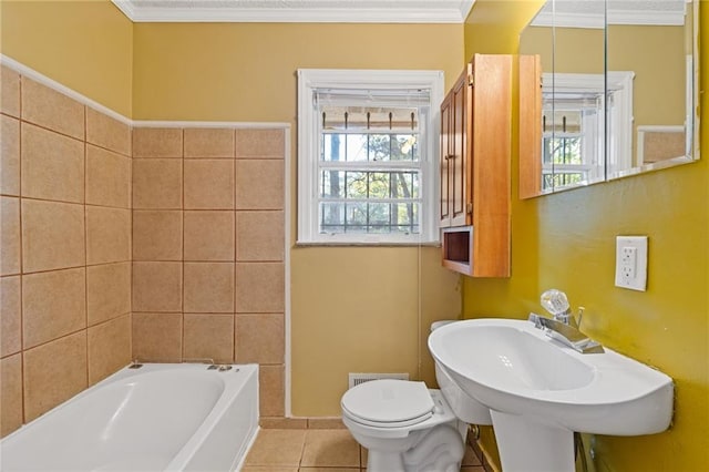 2081 Dodson Dr SW, Atlanta, GA 30311 - full bath with toilet, tile patterned flooring, ornamental molding, and a sink