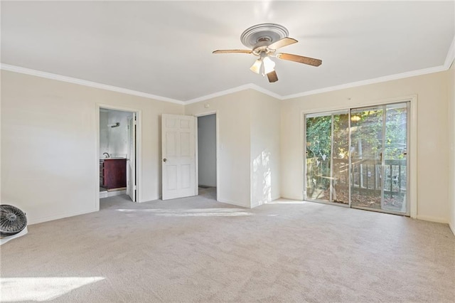2081 Dodson Dr SW, Atlanta, GA 30311 - carpeted empty room featuring a ceiling fan, crown molding, and baseboards