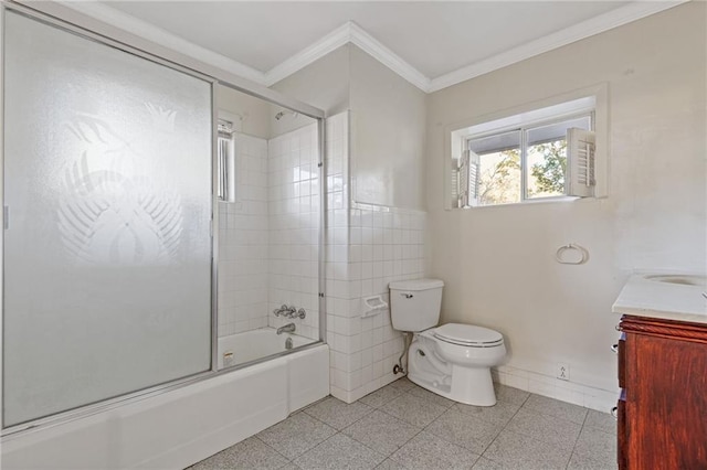 2081 Dodson Dr SW, Atlanta, GA 30311 - bathroom with toilet, vanity, combined bath / shower with glass door, and ornamental molding