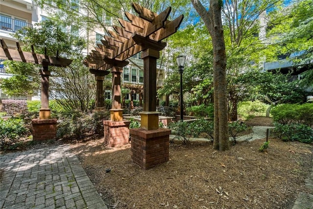 view of yard featuring a pergola