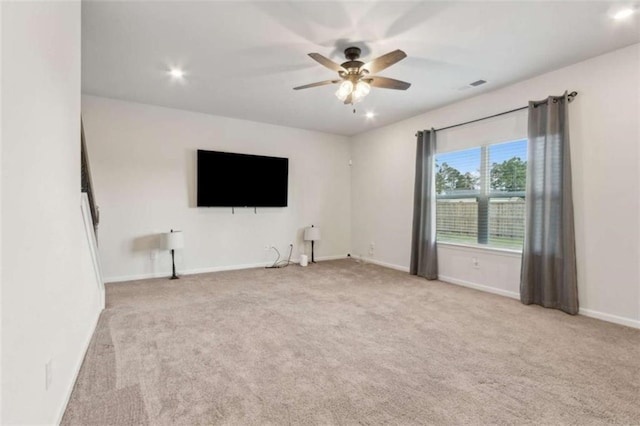 1130 Lyndhurst Ln, Bethlehem, GA 30620 - unfurnished living room featuring carpet flooring, ceiling fan, and recessed lighting