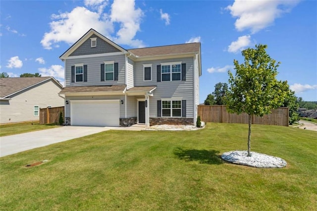 1130 Lyndhurst Ln, Bethlehem, GA 30620 - view of front facade featuring an attached garage, stone siding, and driveway