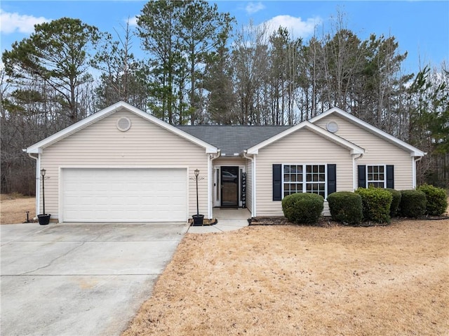 single story home with a garage