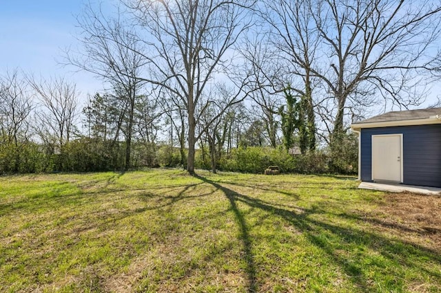 view of yard with a storage unit and an outdoor structure