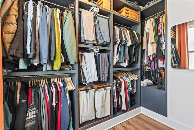 walk in closet featuring hardwood / wood-style floors