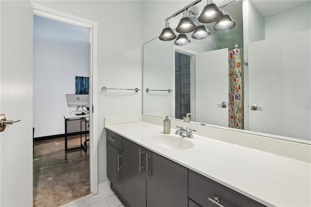 bathroom featuring vanity and tile patterned floors