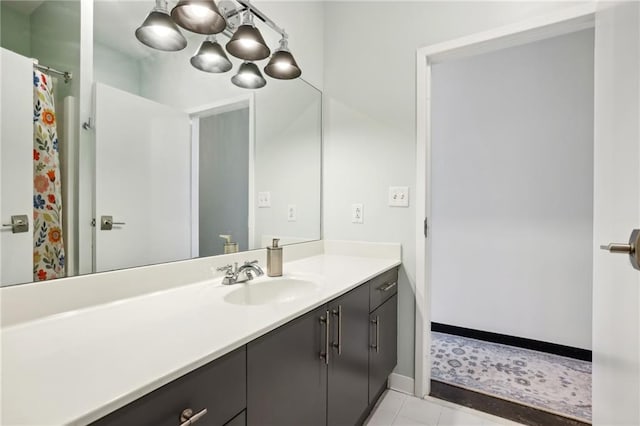 bathroom featuring vanity and tile patterned floors