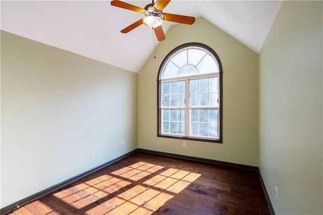 540 Branch Dr, Pendergrass, GA 30567 - empty room featuring plenty of natural light, vaulted ceiling, ceiling fan, and wood finished floors