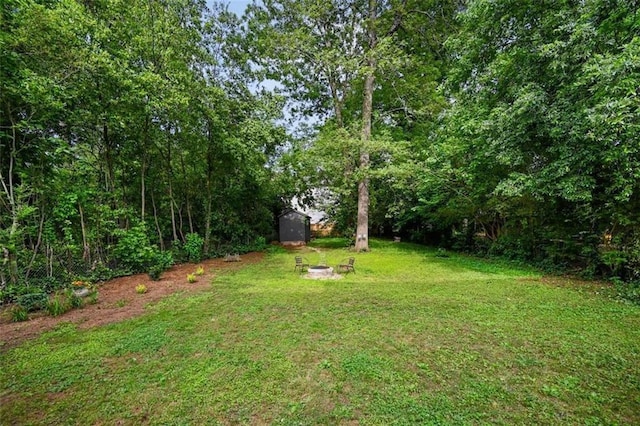 670 Parker Ave, Decatur, GA 30032 - view of green lawn with an outdoor fire pit