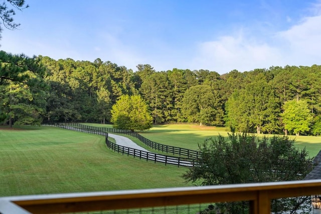 view of property's community with a wooded view