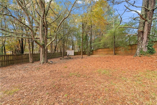 view of yard featuring a fenced backyard