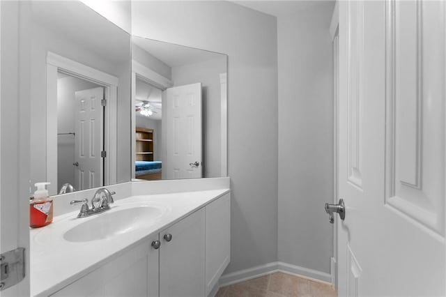 32 Pullman Trl, Acworth, GA 30101 - bathroom featuring vanity, a ceiling fan, and tile patterned floors