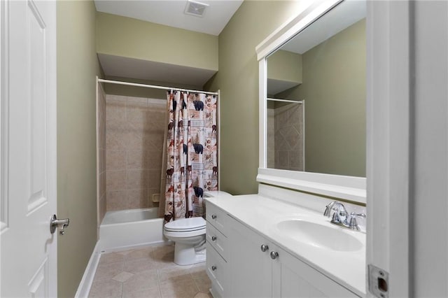 32 Pullman Trl, Acworth, GA 30101 - full bath featuring vanity, shower / bath combo with shower curtain, and tile patterned floors