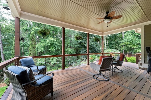 32 Pullman Trl, Acworth, GA 30101 - wooden deck featuring a ceiling fan