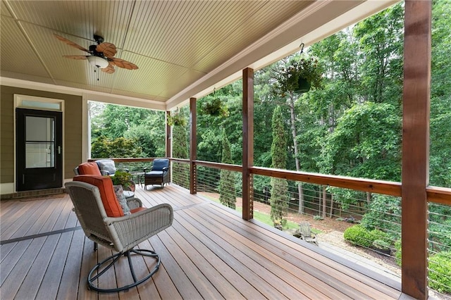 32 Pullman Trl, Acworth, GA 30101 - wooden deck featuring a ceiling fan