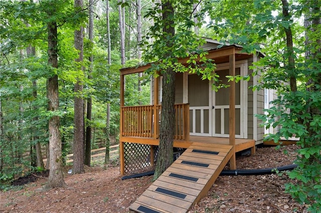 32 Pullman Trl, Acworth, GA 30101 - view of shed featuring a forest view