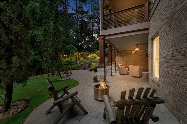 32 Pullman Trl, Acworth, GA 30101 - patio / terrace with an outdoor fire pit, a patio, and a yard