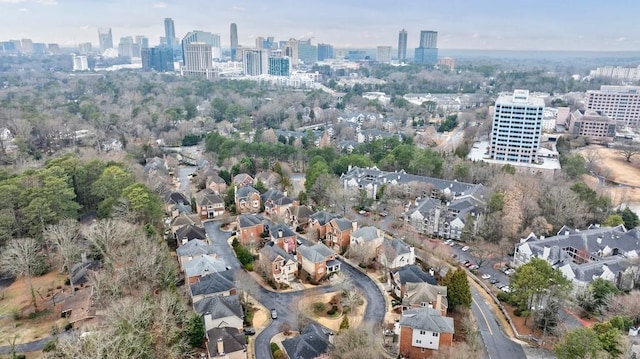 bird's eye view with a city view