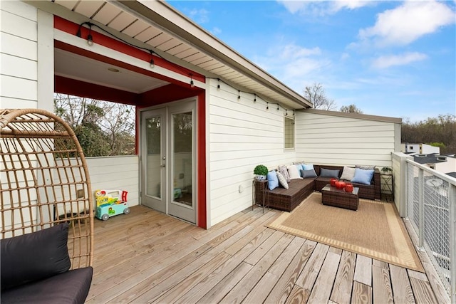 1382 Stirling Cir NW, Atlanta, GA 30318 - wooden deck with an outdoor hangout area